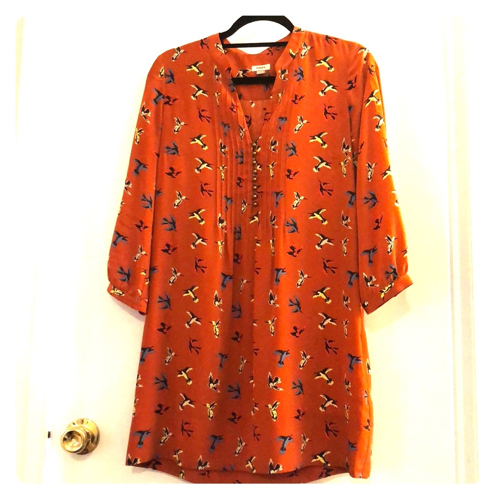 Fossil Silk Shirt-Dress